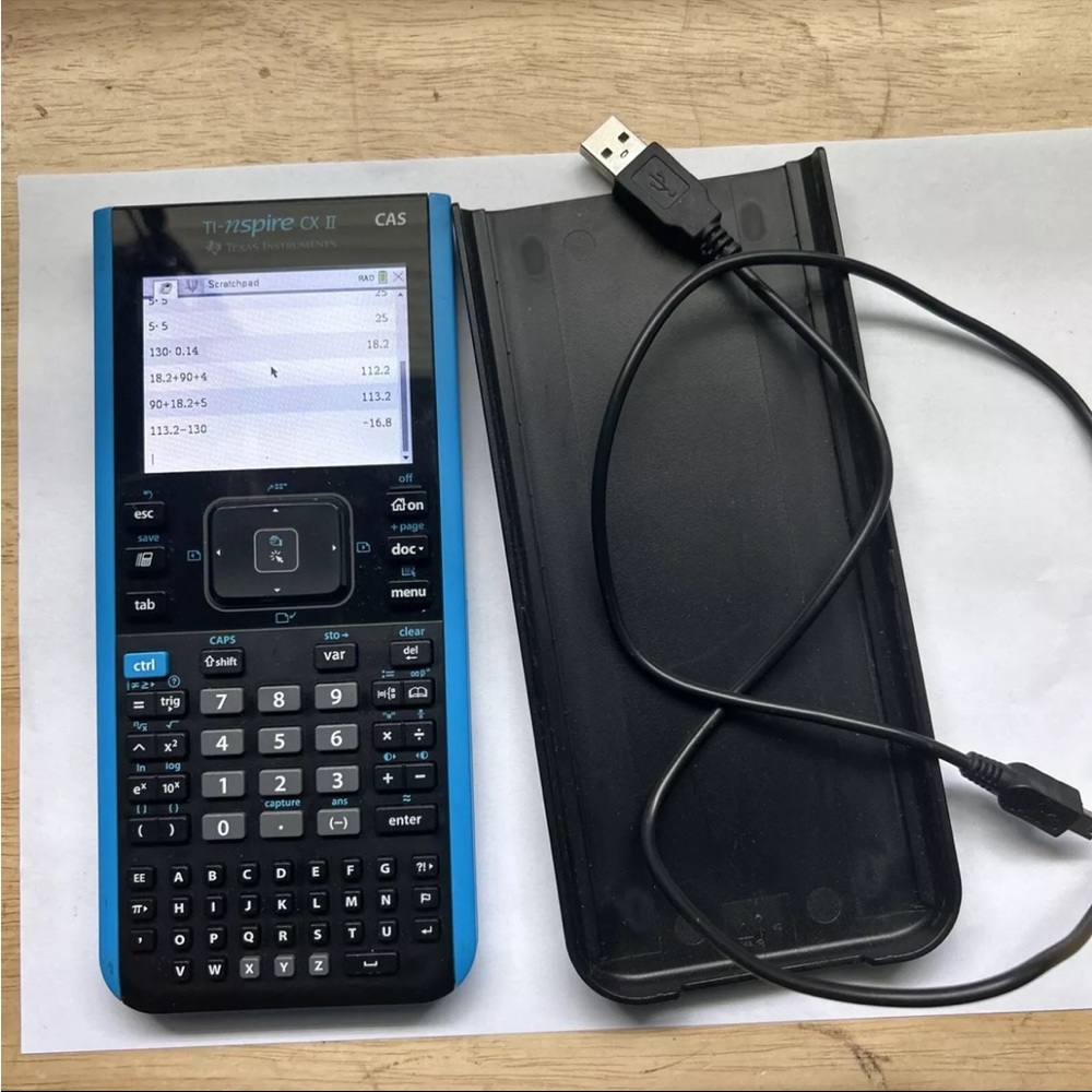 Texas Instrument TI Nspire CX II CAS Graphing Calculator W Cable VERSION 5.1 5.0